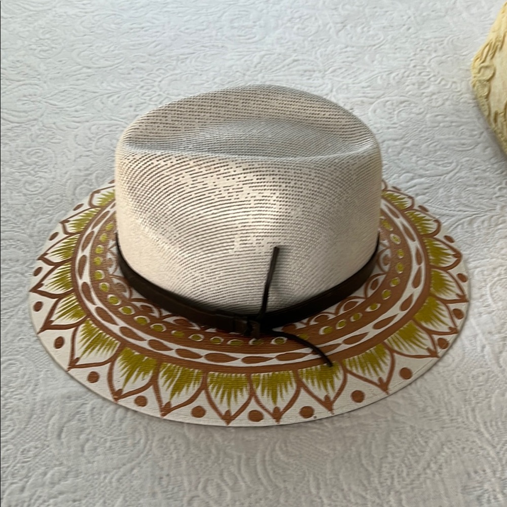 Stylish White and Brown Patterned Hat